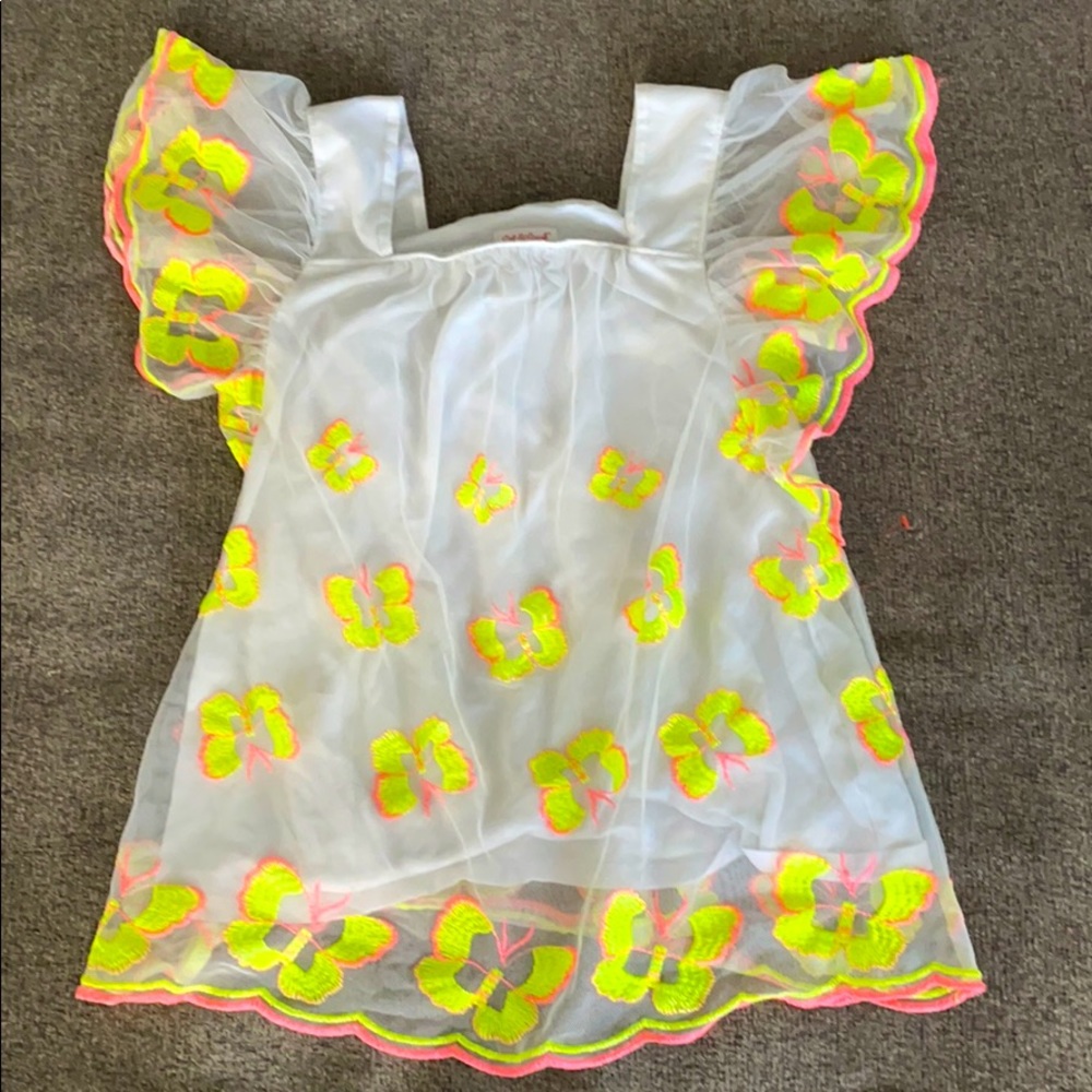 A size 10-12 in kids butterfly neon shirt